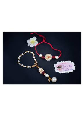 Handmade kundan white stone rakhi for brother,combo pearl collection couple pair rakhi set 3