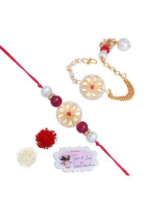 Handmade kundan white stone rakhi for brother, combo fancy design collection couple pair rakhi set 1