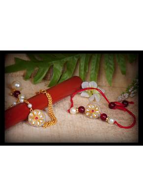 Handmade kundan white stone rakhi for brother, combo fancy design collection couple pair rakhi set 2