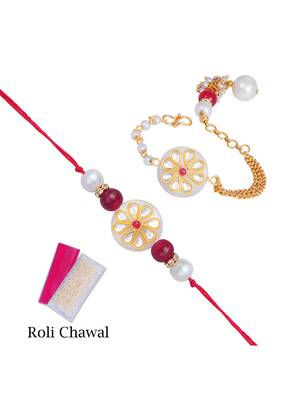 Handmade kundan white stone rakhi for brother, combo fancy design collection couple pair rakhi set 3