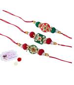 3 colorful kundan stone rakhi for bhaiya ,bhai rakhi set with roli chawal for raksha bandhan
