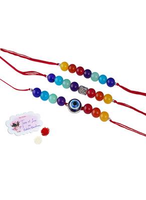 3 fashion 7 chakra with evil eye and buddha rakhi for rakshabandhan festival bhaiya rakhi 1