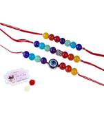3 fashion 7 chakra with evil eye and buddha rakhi for rakshabandhan festival bhaiya rakhi