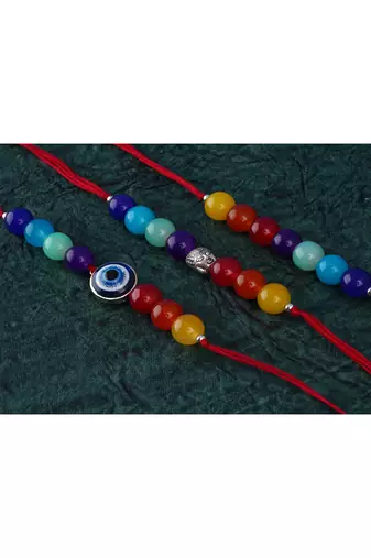 3 fashion 7 chakra with evil eye and buddha rakhi for rakshabandhan festival bhaiya rakhi
