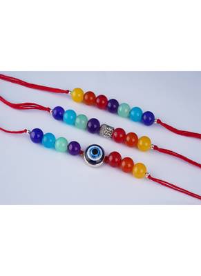3 fashion 7 chakra with evil eye and buddha rakhi for rakshabandhan festival bhaiya rakhi 3