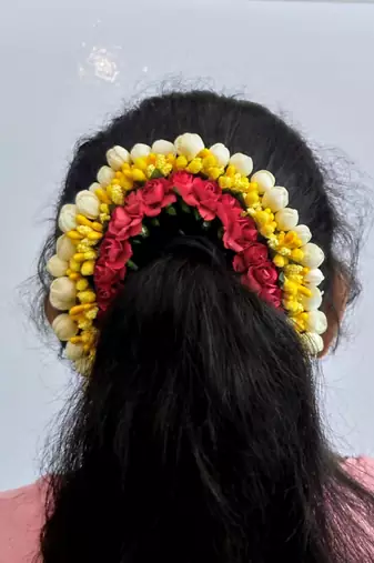 Red & yellow hair gajra