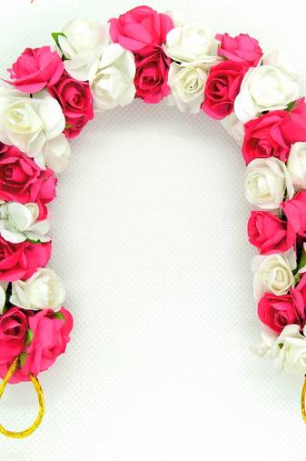 Pink & white rose gajra