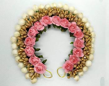 Peach rose mogra gajra 1