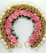 Peach rose mogra gajra