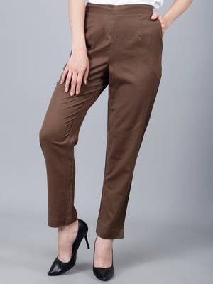 Brown Cotton Pant - Flax 1