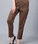 Brown Cotton Pant - Flax