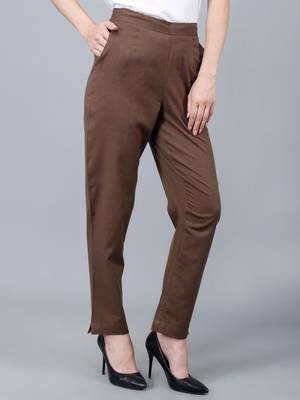 Brown Cotton Pant - Flax 3