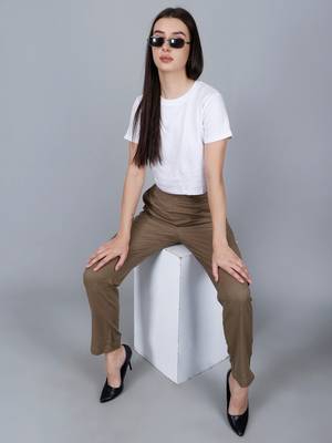 Brown Cotton Pant - Flax 1