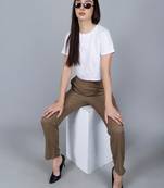 Brown Cotton Pant - Flax