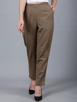 Brown Cotton Pant - Flax 3