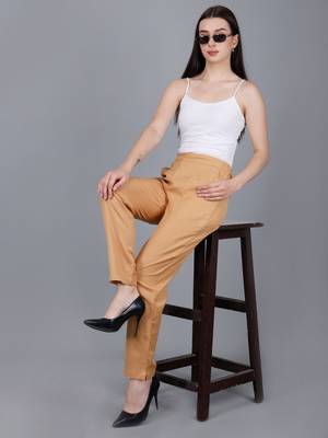 Brown Cotton Pant - Flax 1