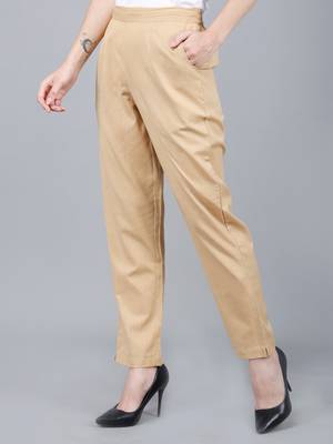 brown Cotton Pant - Flax 3