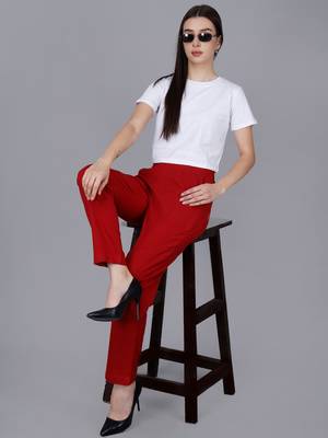 Maroon Cotton Pant - Flax 2