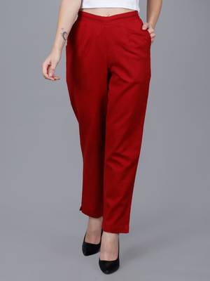 Maroon Cotton Pant - Flax 3