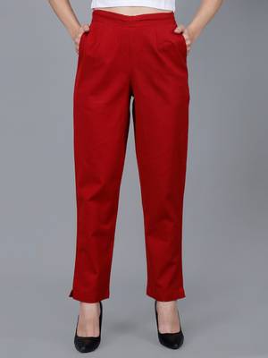 Maroon Cotton Pant - Flax 1