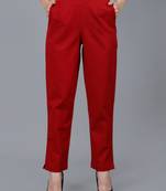 Maroon Cotton Pant - Flax