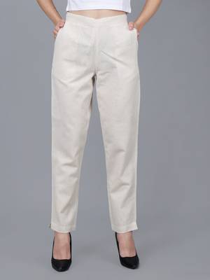 brown Cotton Pant - Flax 1