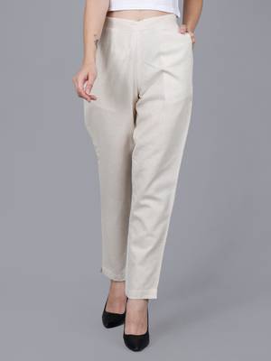 brown Cotton Pant - Flax 2