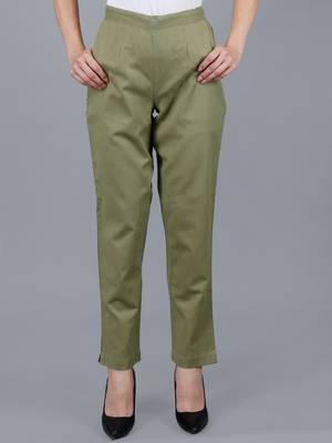 green Cotton Pant - Flax 1