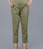 green Cotton Pant - Flax