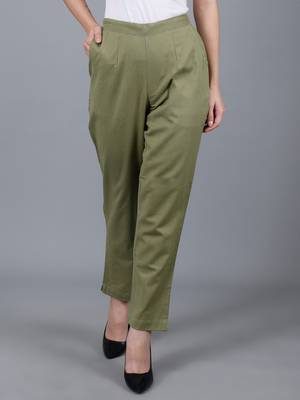 green Cotton Pant - Flax 2