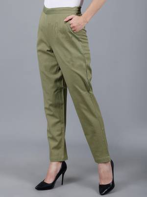green Cotton Pant - Flax 3
