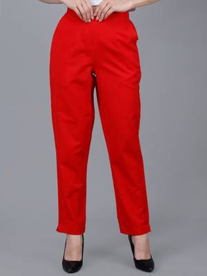 Red Cotton Pant - Flax 1