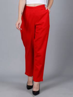 Red Cotton Pant - Flax 2