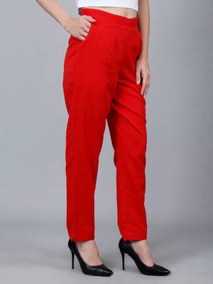 Red Cotton Pant - Flax 3