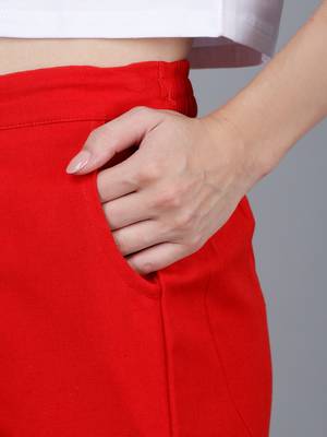 Red Cotton Pant - Flax 4