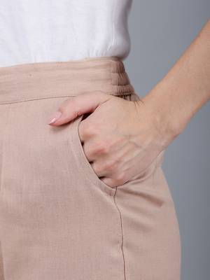 brown Cotton Pant - Flax 4