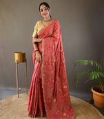 Pink Leelavanti tussar silk bland embroidary work saree with Blouse