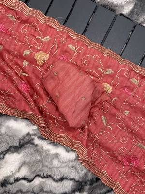 Pink Leelavanti tussar silk bland embroidary work saree with Blouse 5