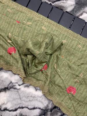 Green Leelavanti tussar silk bland embroidary work saree with Blouse 5