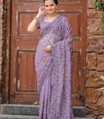 Lovendor Beautiful all over work with Floral Butti and embroidory saree With Blouse 