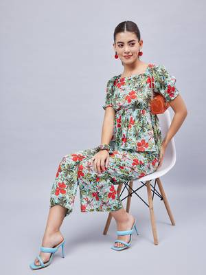 Winered woman sky blue printed back tie-up  co-ord set 3