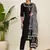 Winered woman black with black embroidery kurta set with cotton dupatta