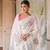 white & light pink color premium soft muga cotton saree with floral weaving saree