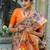orange & green two tone soft banarasi paithani saree with zari weaving pattern