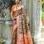 orange & green two tone soft banarasi paithani saree with zari weaving pattern