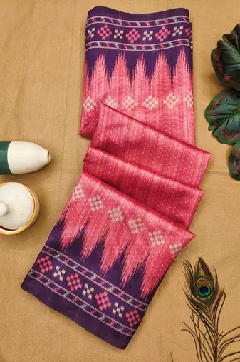 Rani Tussar silk blend Printed Saree Festive Wear