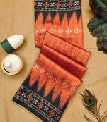 Red Tussar Silk Printed Saree Festive Wear