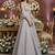 Steel Grey Colored Sequins, Zari, and Thread Zari Embroidered with Paper Mirror Banglori silk Designer Indian Lehenga