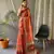 Orange Cotton Blend Kalamkari Printed Saree Rich Pallu Saree With Blouse
