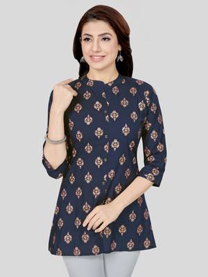  cotton blend printed short kurti 1